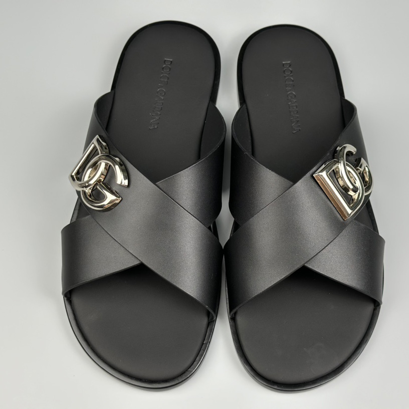 Dolce & Gabbana Logo-plaque Cross-over Leather Sandals - 