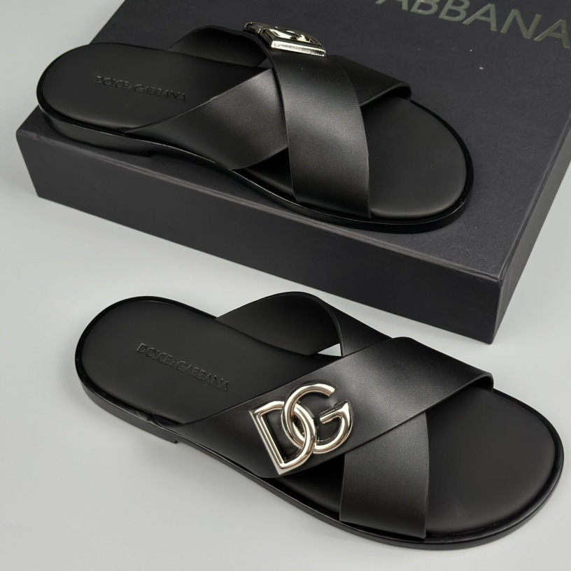 Dolce & Gabbana Logo-plaque Cross-over Leather Sandals - 
