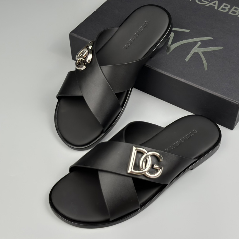 Dolce & Gabbana Logo-plaque Cross-over Leather Sandals - 