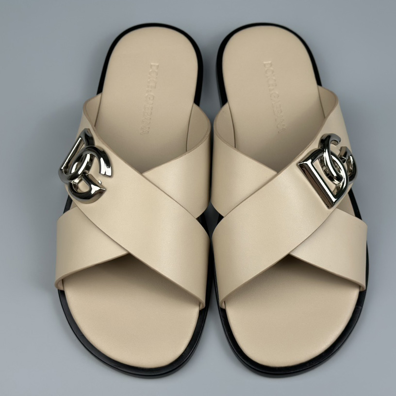 Dolce & Gabbana Logo-plaque Cross-over Leather Sandals - 
