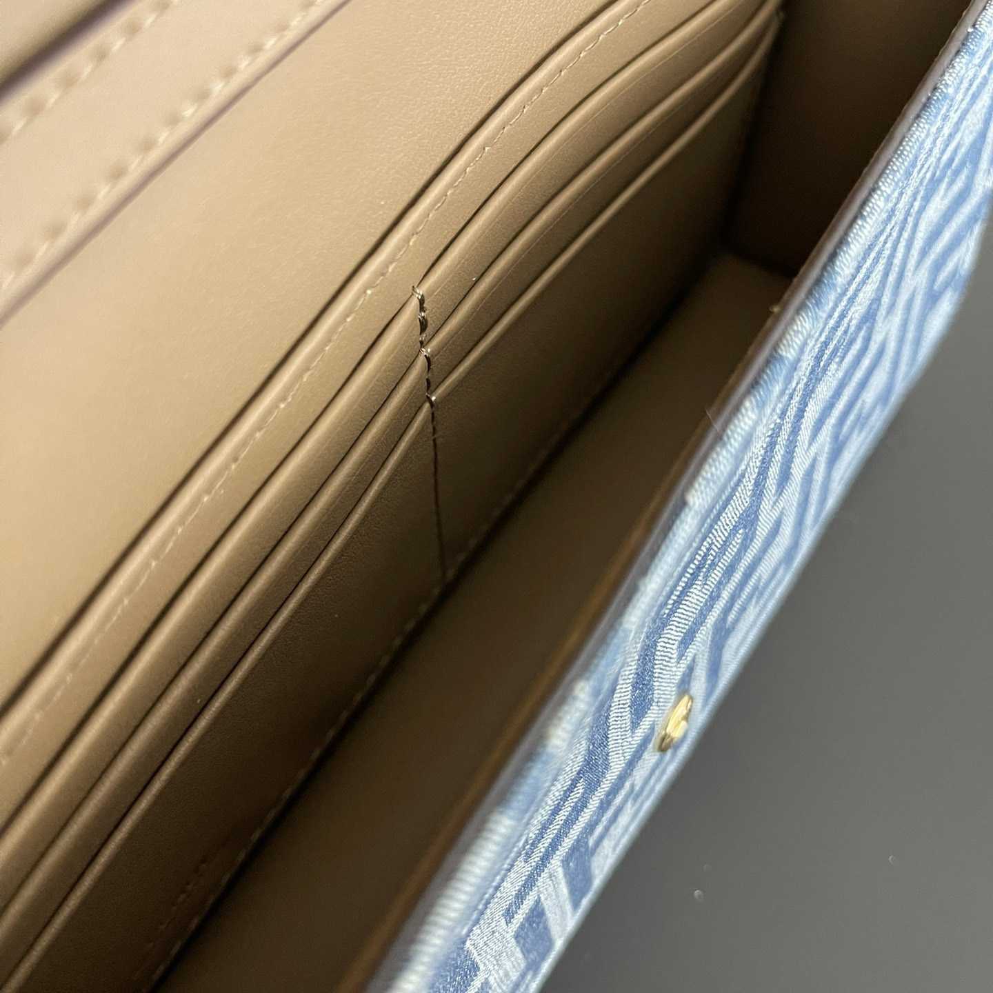 Fendi Wallet On Chain Baguette Light Blue FF Denim Fabric Wallet - 
