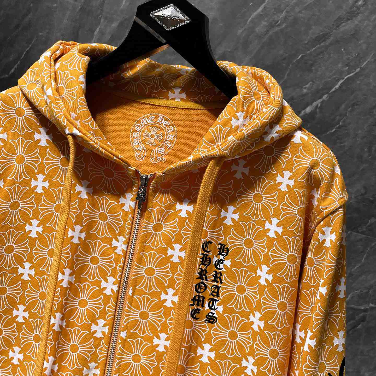 Chrome Hearts Horseshoe Zip Up Hoodie "Motif Orange" - 