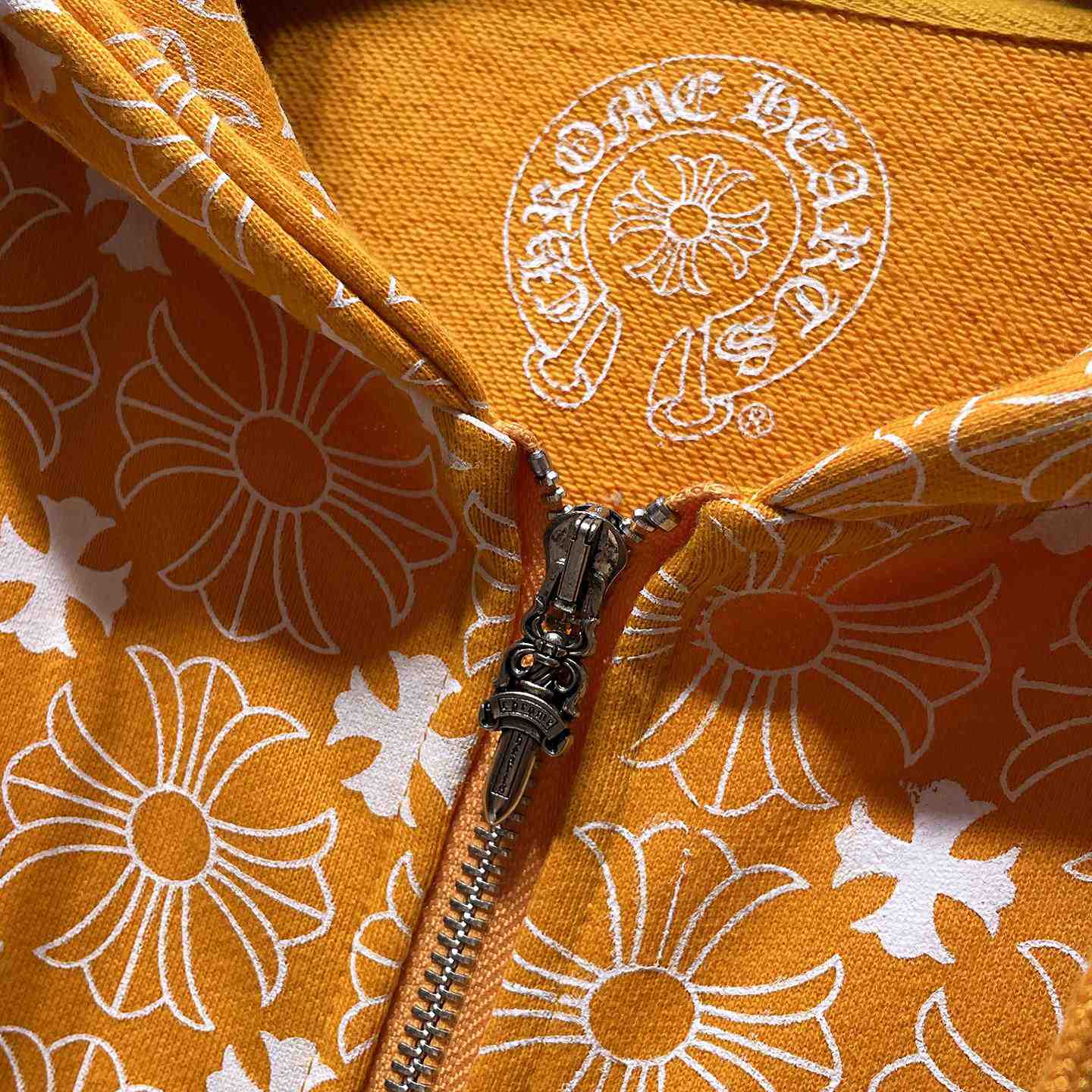 Chrome Hearts Horseshoe Zip Up Hoodie "Motif Orange" - 