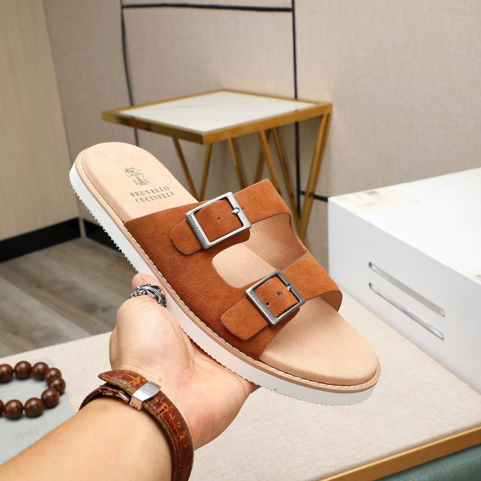 Brunello Cucinelli Buckled Suede Sandals - DesignerGu