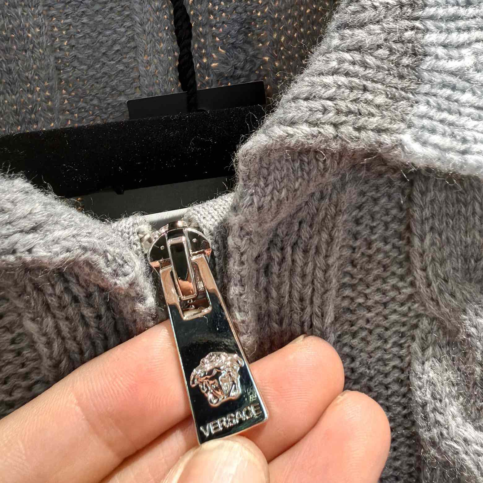 Versace 90s Vintage Logo Knit Zip Jumper - DesignerGu