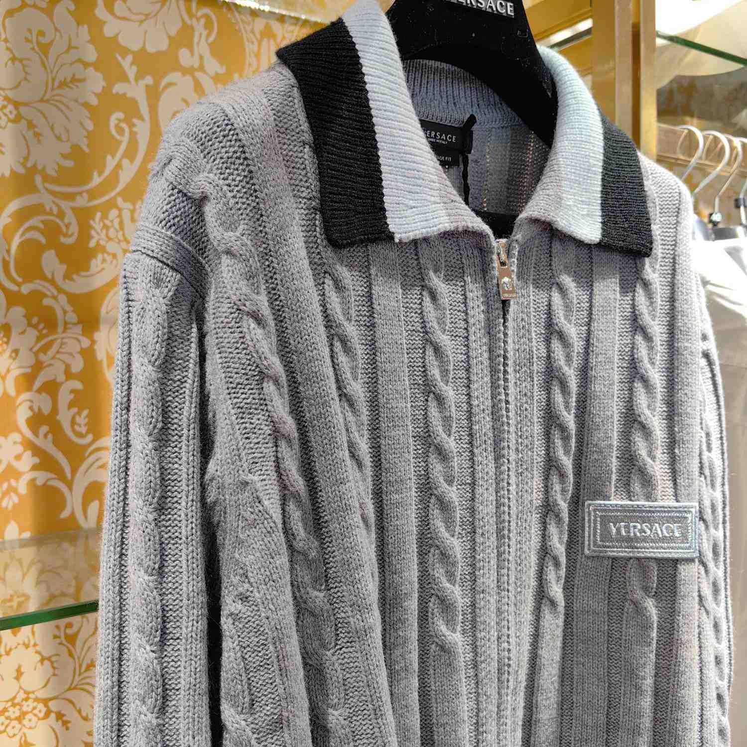 Versace 90s Vintage Logo Knit Zip Jumper - DesignerGu