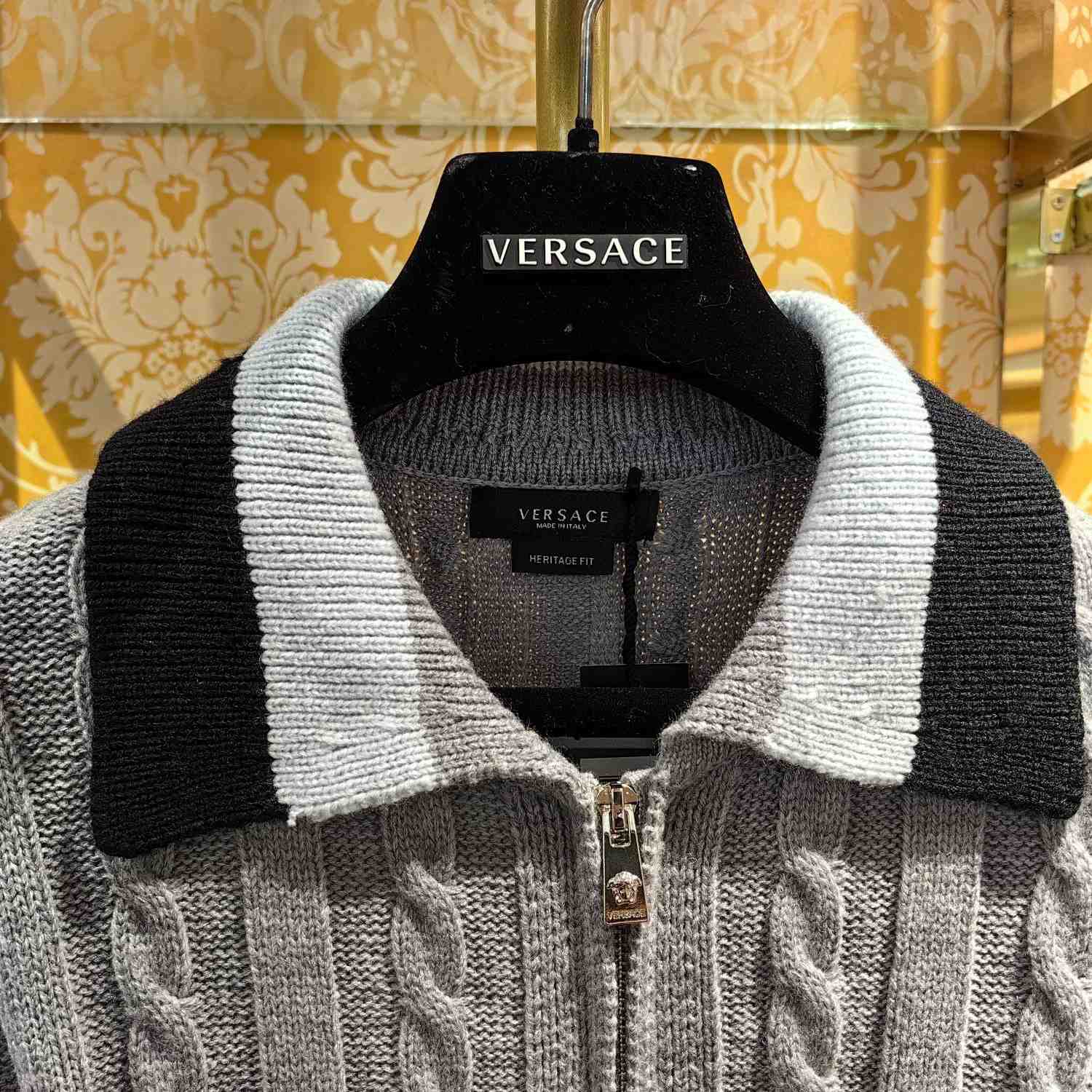 Versace 90s Vintage Logo Knit Zip Jumper - DesignerGu