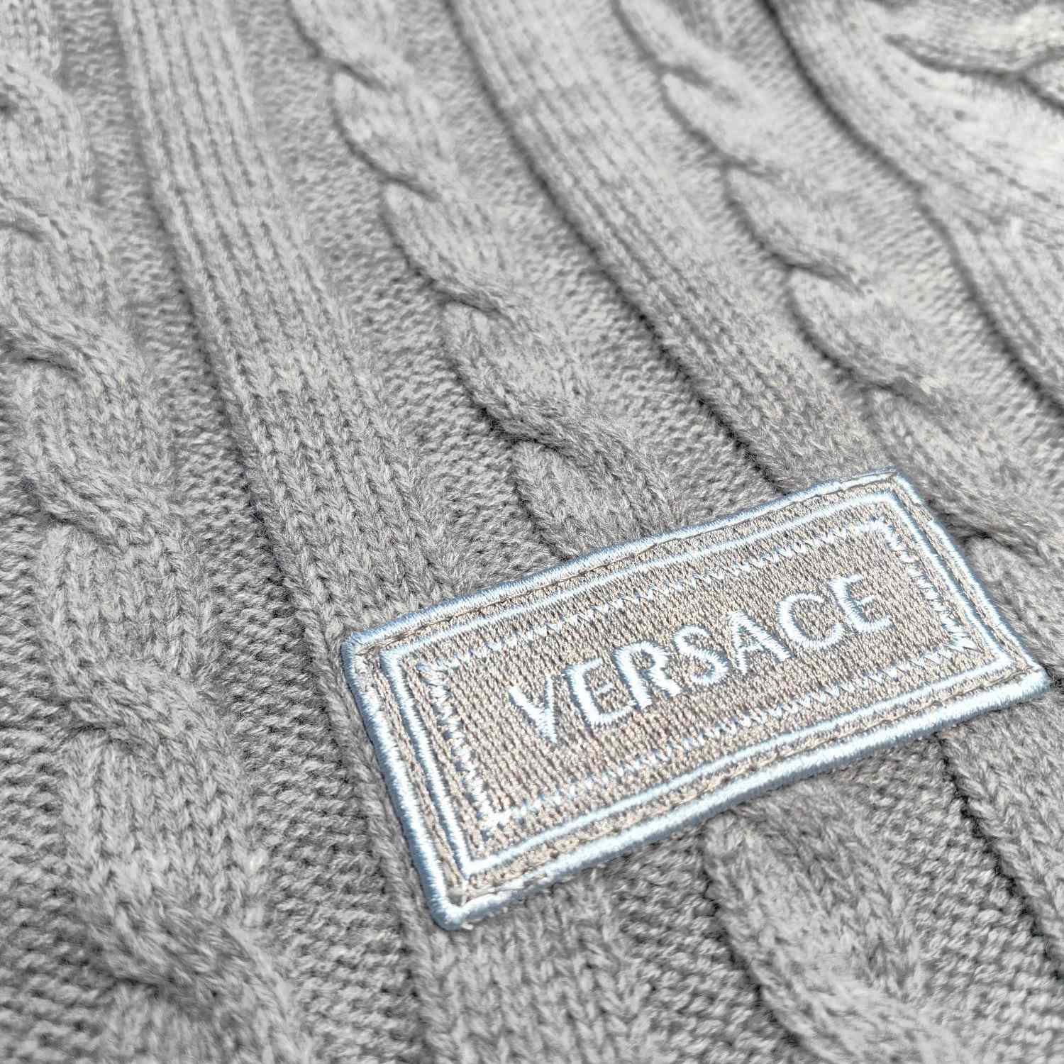 Versace 90s Vintage Logo Knit Zip Jumper - DesignerGu