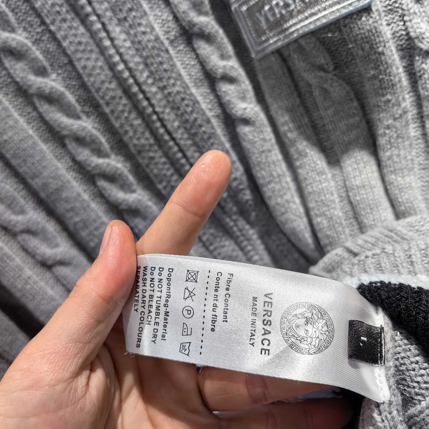 Versace 90s Vintage Logo Knit Zip Jumper - DesignerGu