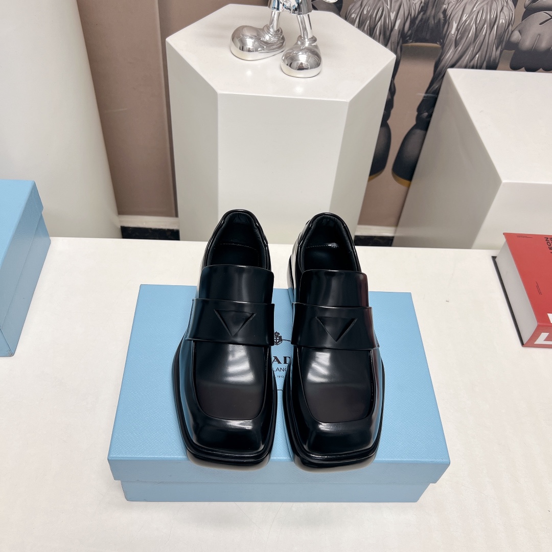 Prada Brushed Leather Loafers - 