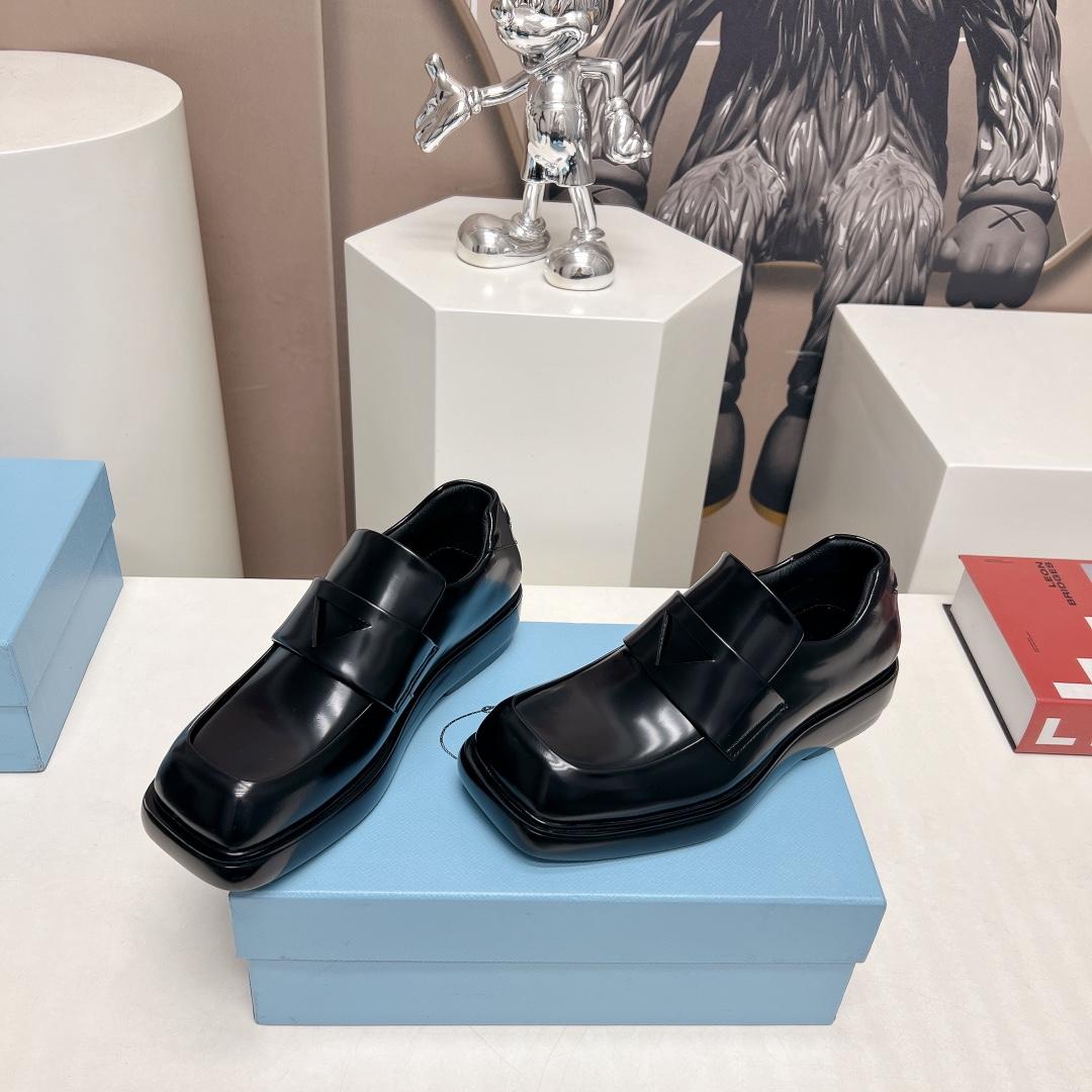 Prada Brushed Leather Loafers - 