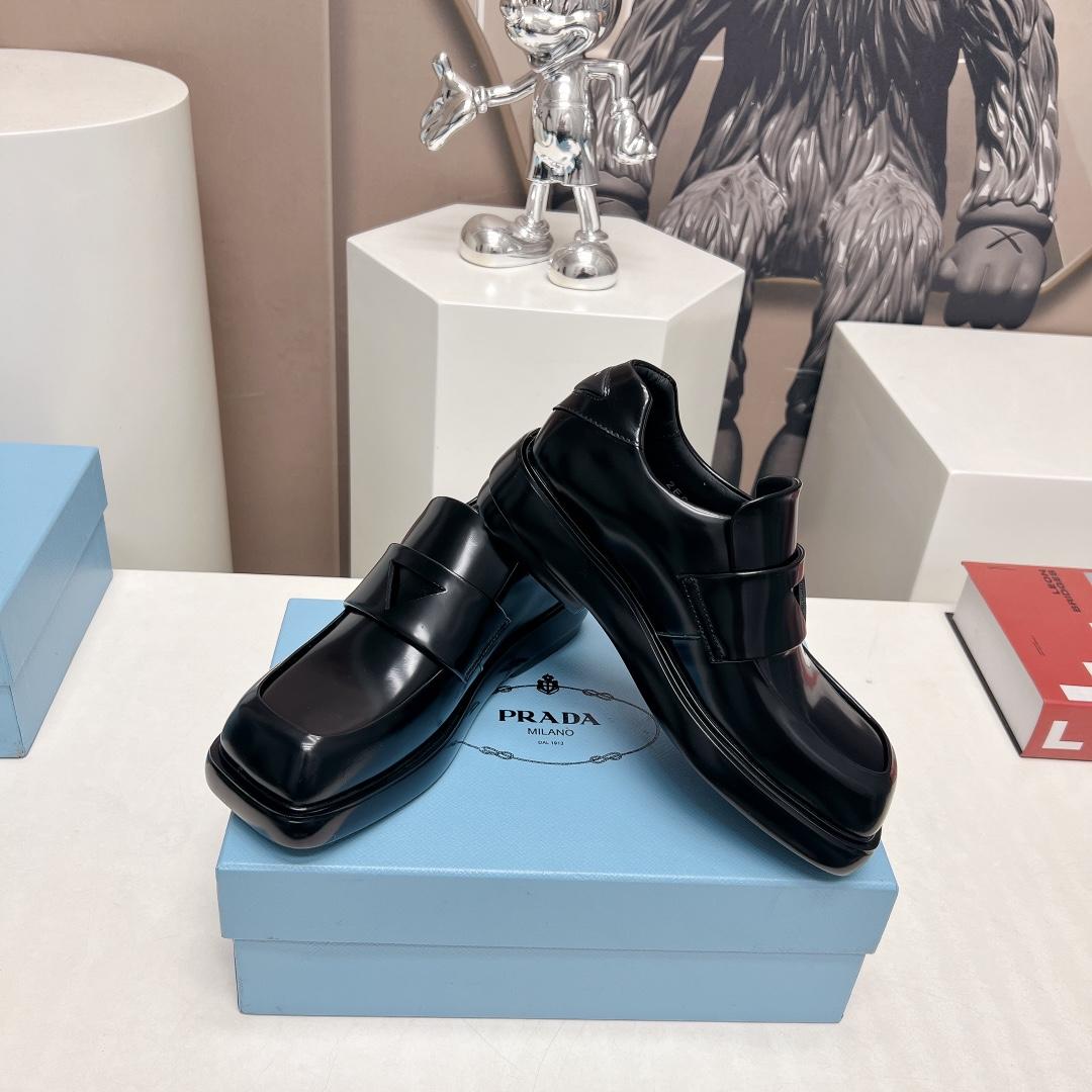 Prada Brushed Leather Loafers - 