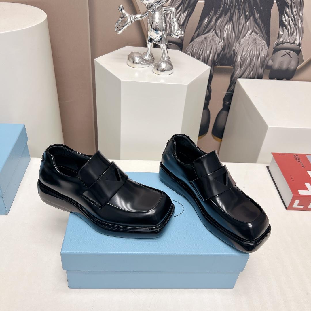 Prada Brushed Leather Loafers - 