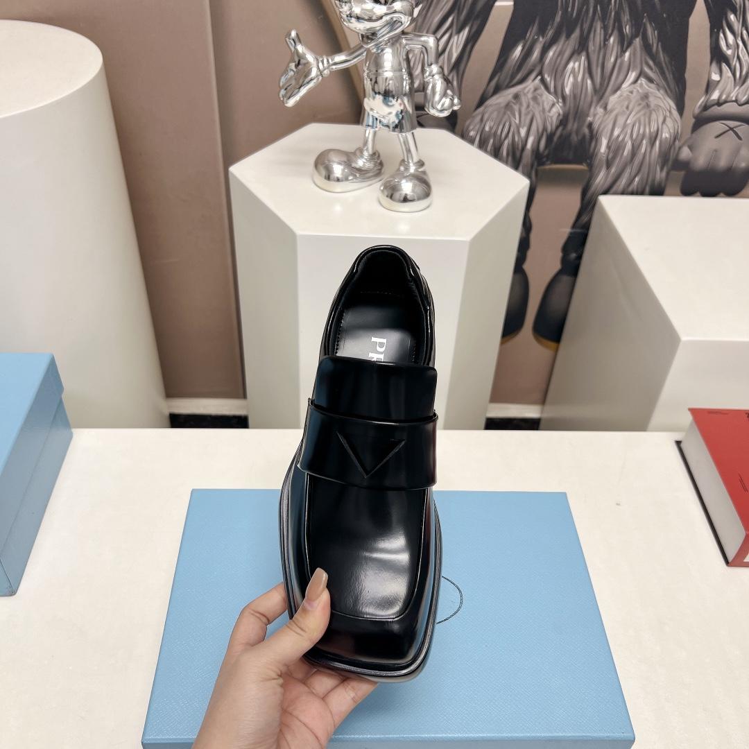 Prada Brushed Leather Loafers - 