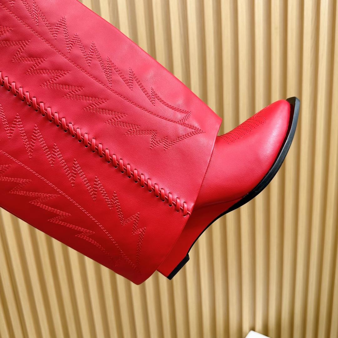 Givenchy Shark Lock Cowboy Boots In Leather With Western Pattern - 