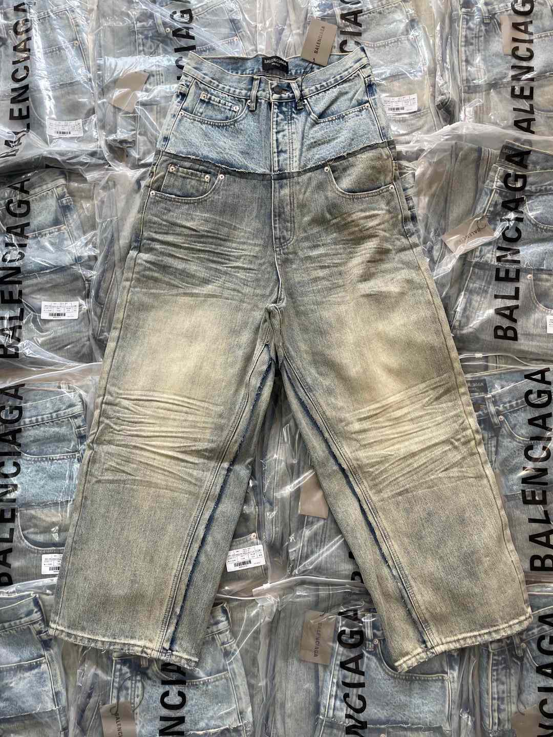 Balenciaga Cut-Up Baggy Pants In Blue  - 