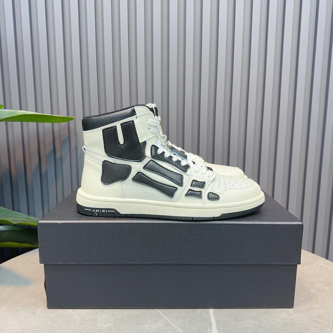 Amiri Leather-Textile High-Top Sneakers - 