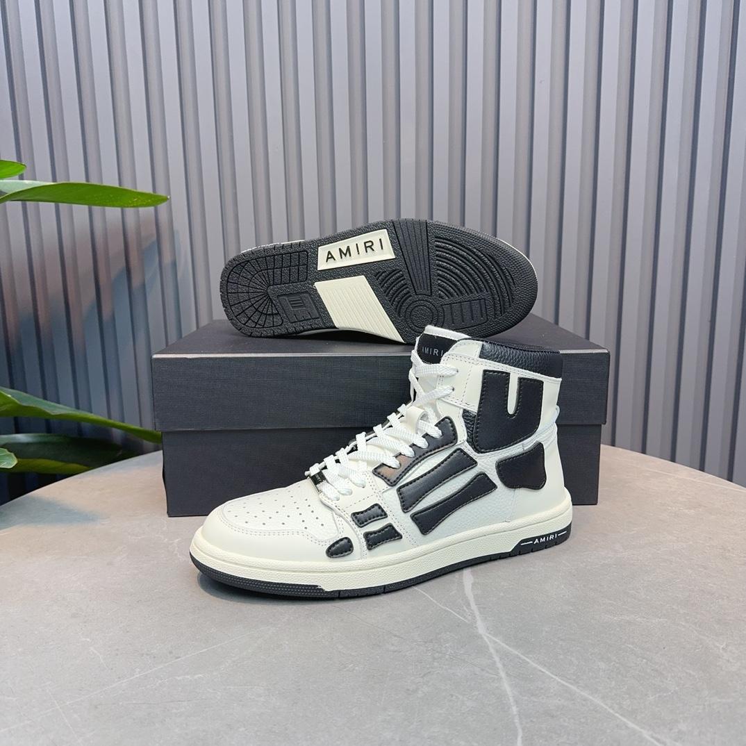 Amiri Leather-Textile High-Top Sneakers - 