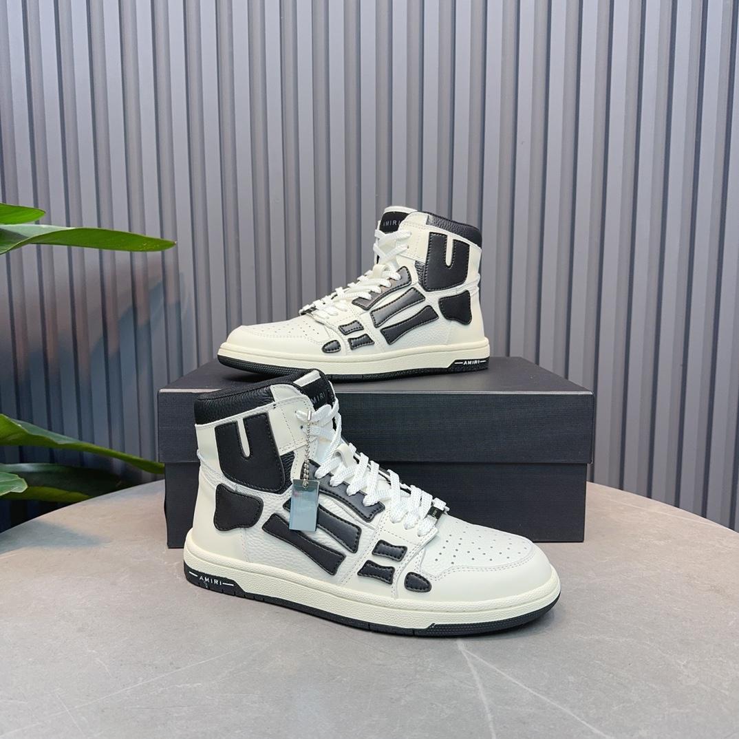 Amiri Leather-Textile High-Top Sneakers - 