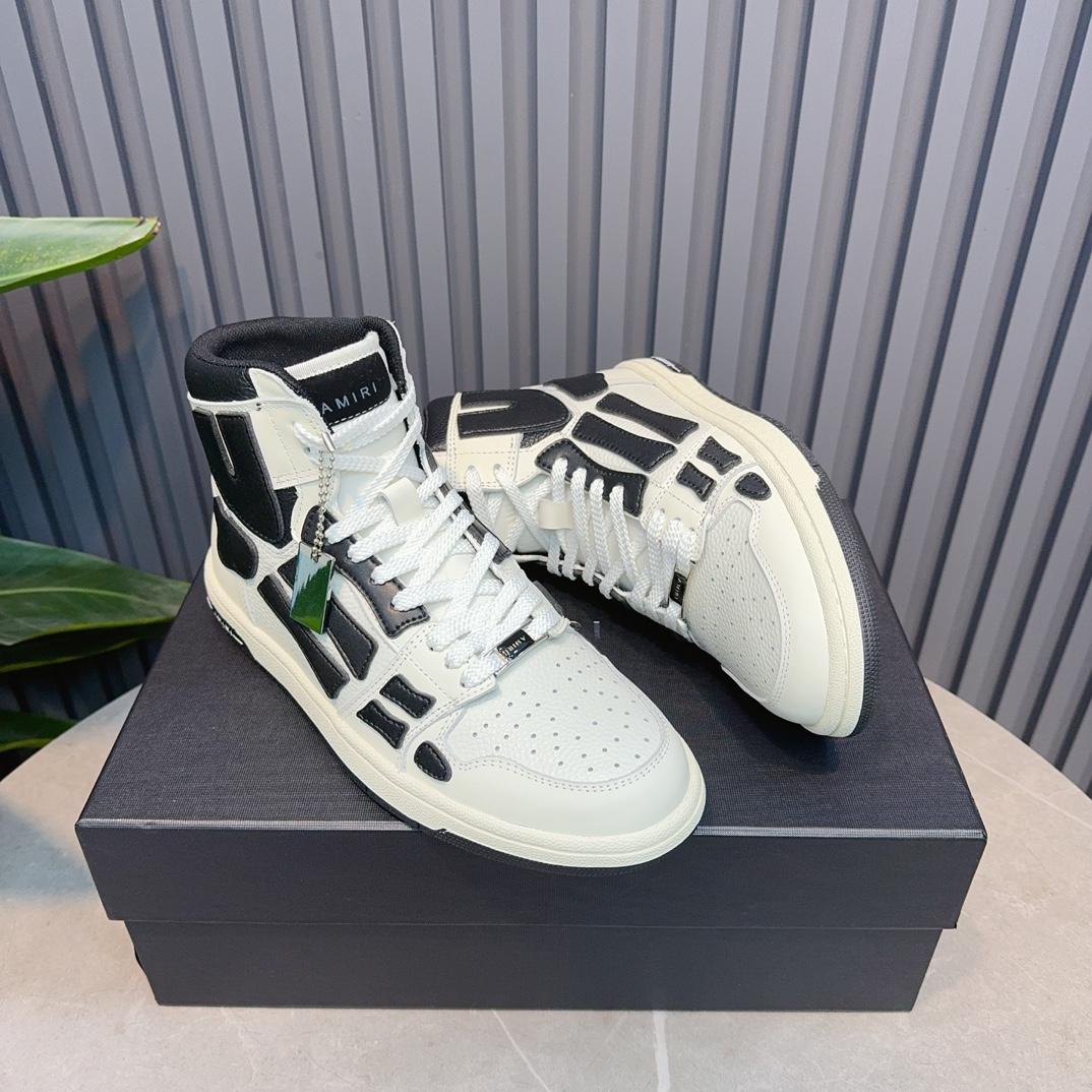Amiri Leather-Textile High-Top Sneakers - 