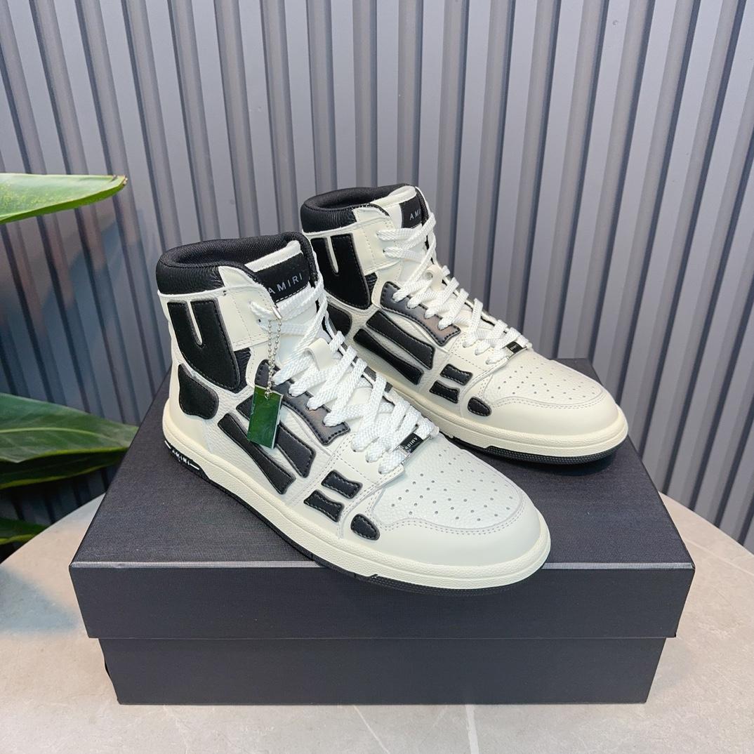 Amiri Leather-Textile High-Top Sneakers - 