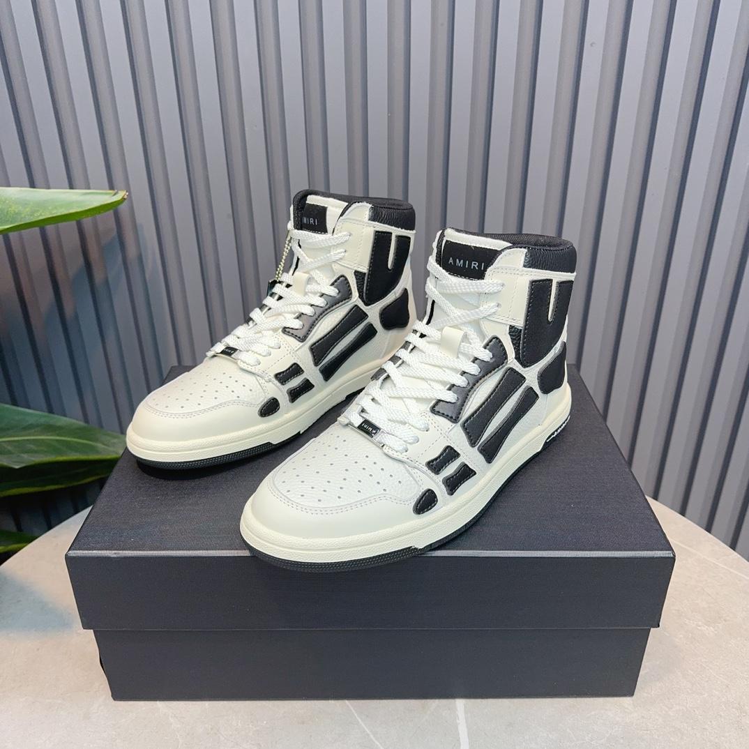 Amiri Leather-Textile High-Top Sneakers - 