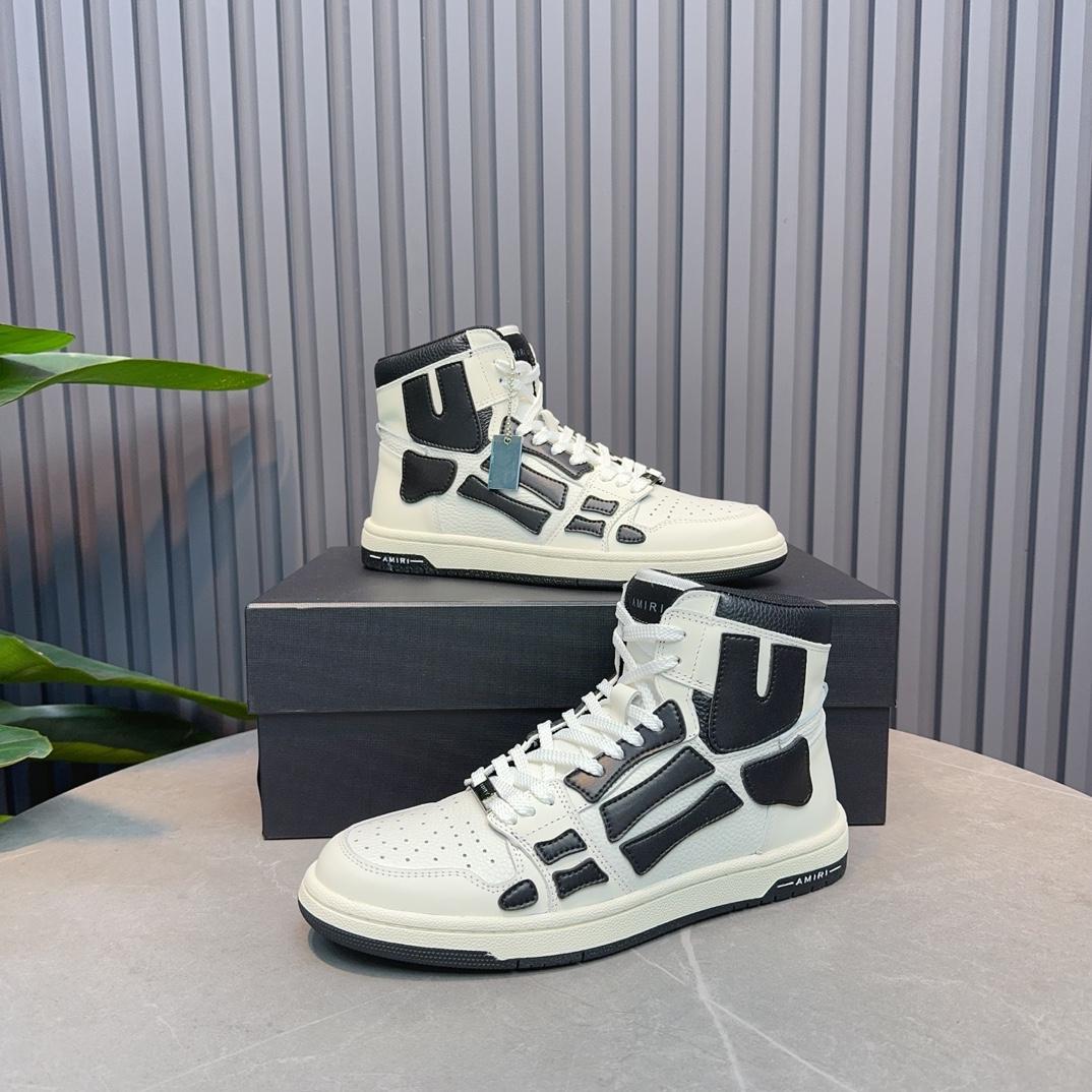 Amiri Leather-Textile High-Top Sneakers - 