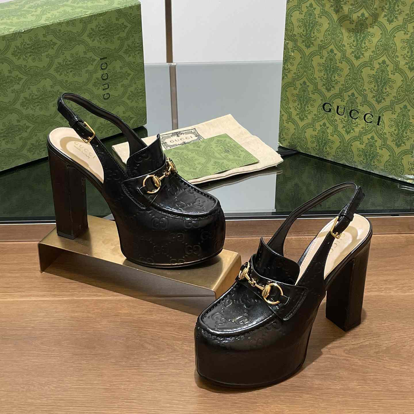 Gucci Women's Horsebit Platform Loafer Slingback - 