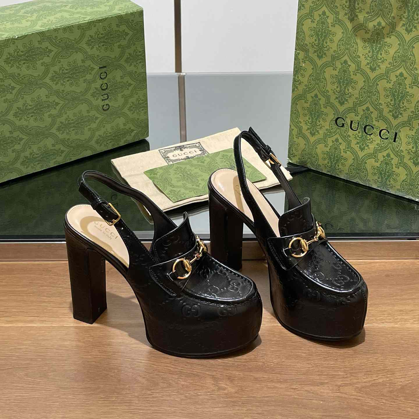 Gucci Women's Horsebit Platform Loafer Slingback - 