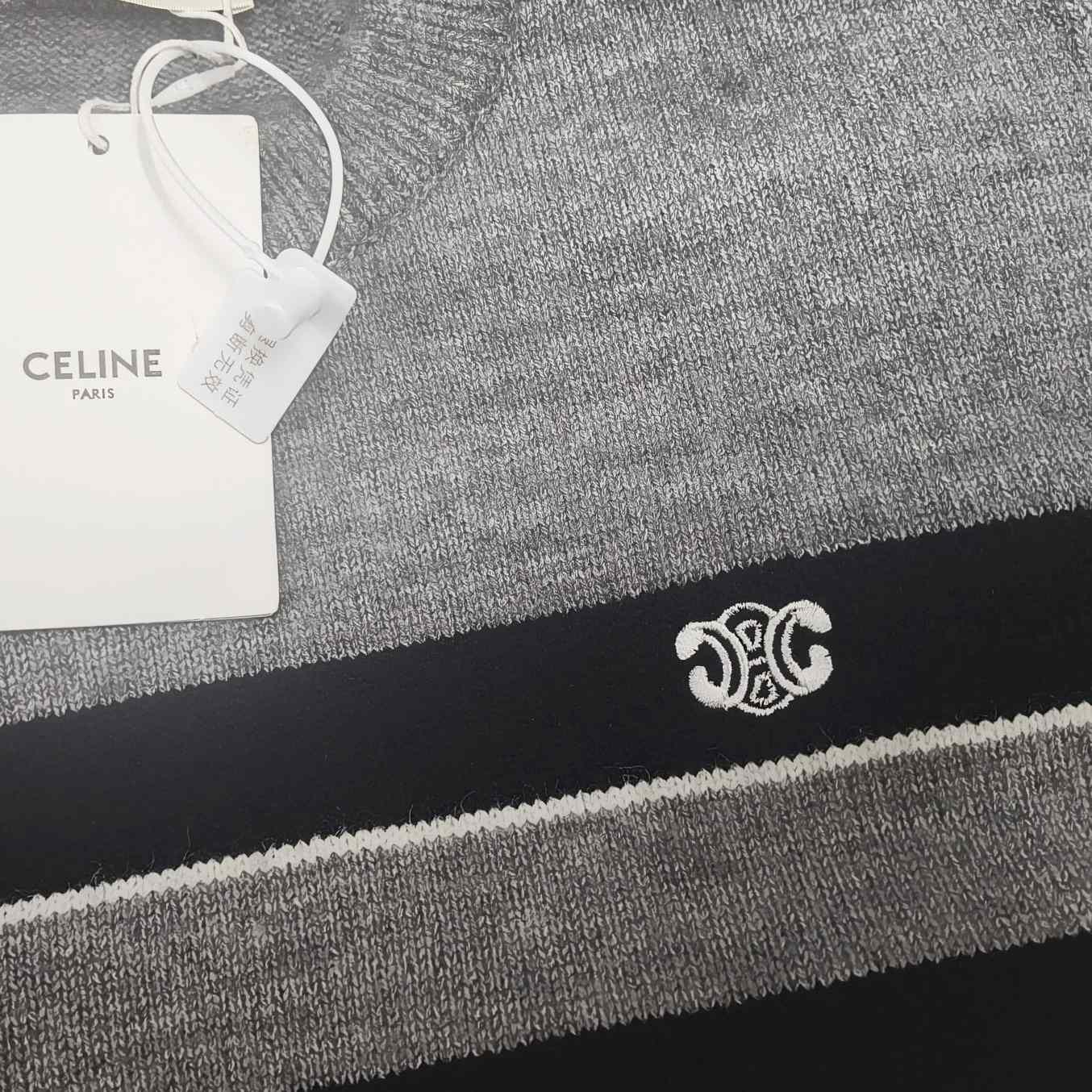 Celine Striped Triomphe Crew Neck Sweater In Wool - 