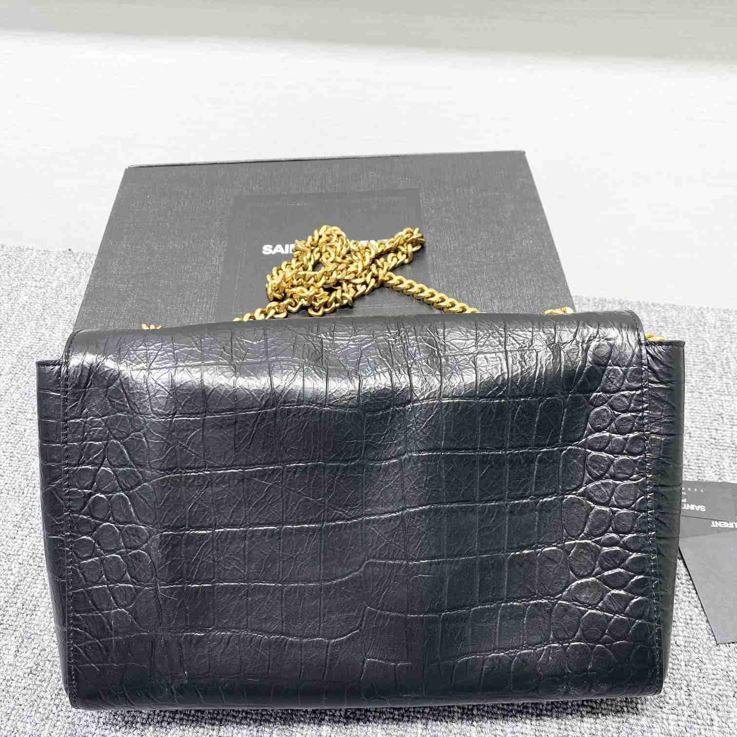 Saint Laurent Reversible Kate Medium In Crocodile-Embossed Leather - 
