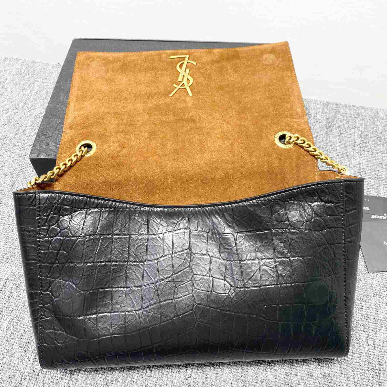 Saint Laurent Reversible Kate Medium In Crocodile-Embossed Leather - 