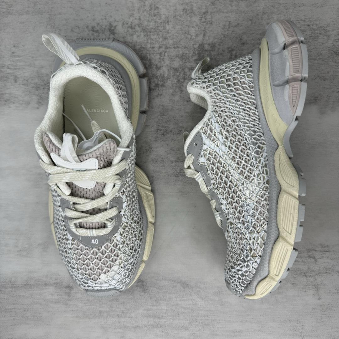 Balenciaga 3XL Fishnet Sneaker In Eggshell And Crystal Mesh - 