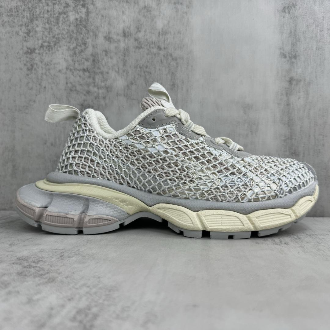Balenciaga 3XL Fishnet Sneaker In Eggshell And Crystal Mesh - 