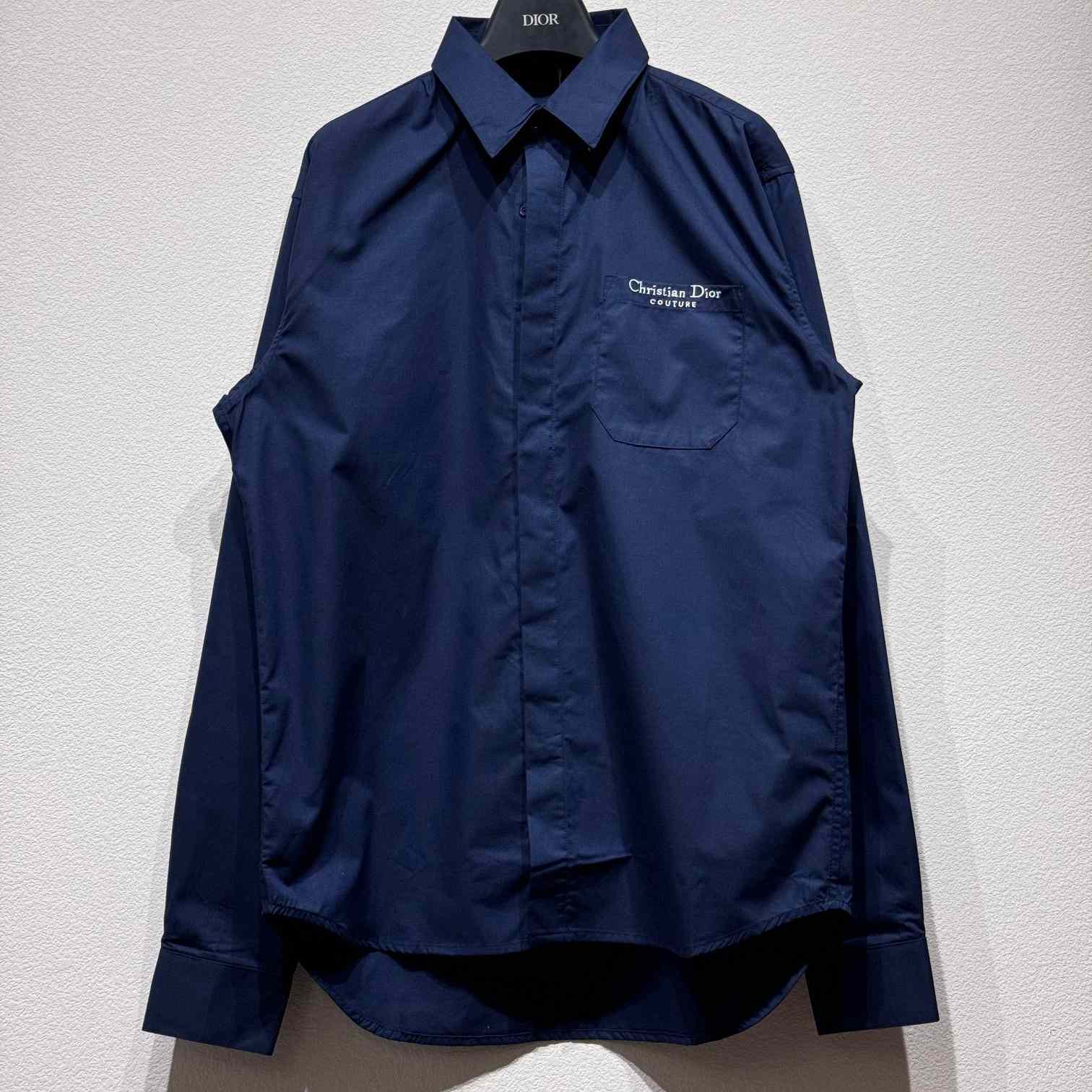 Christian Dior Tag Embroidery Shirt White Cotton Poplin - DesignerGu