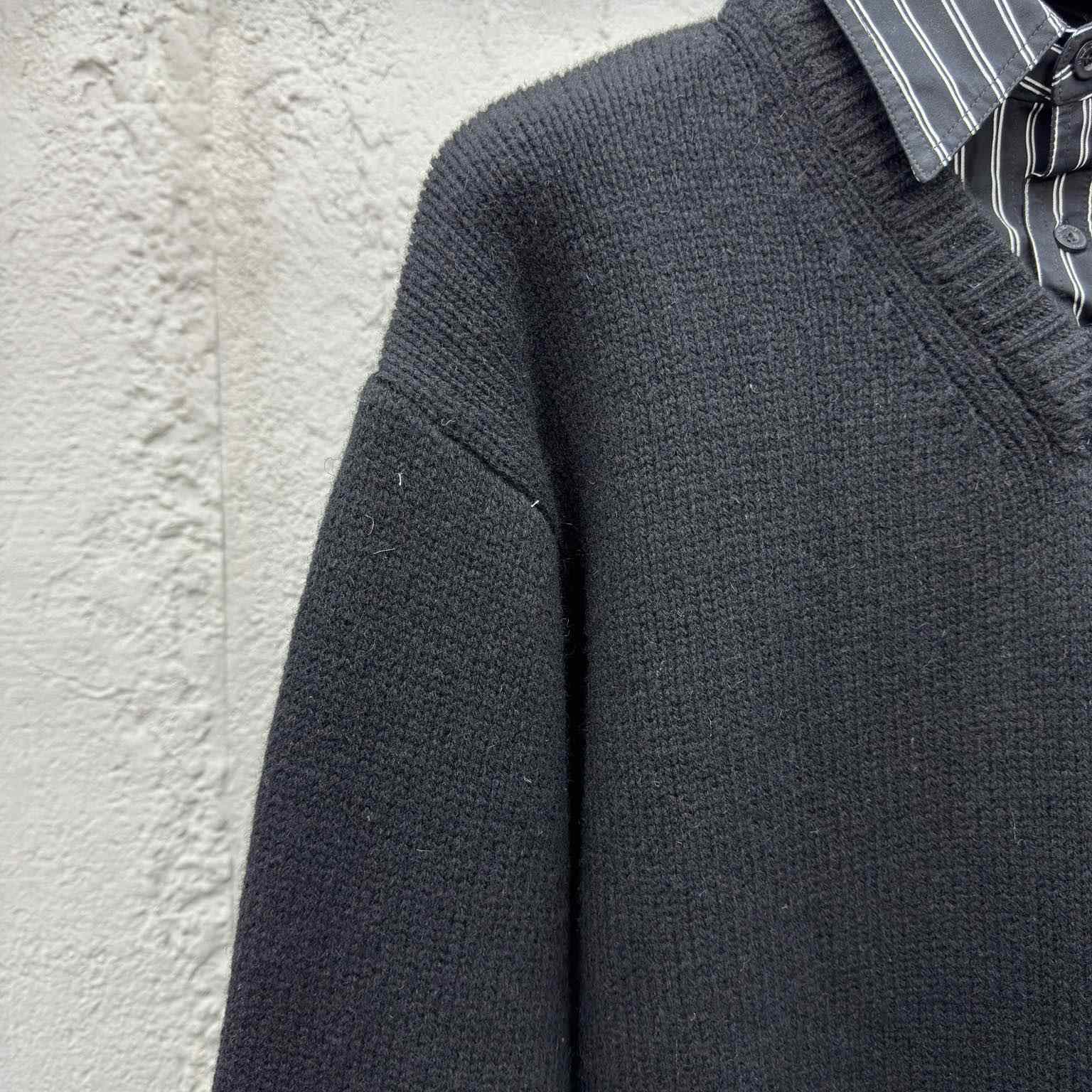 Balenciaga Layered Shirt V-Neck Sweater In Black - DesignerGu
