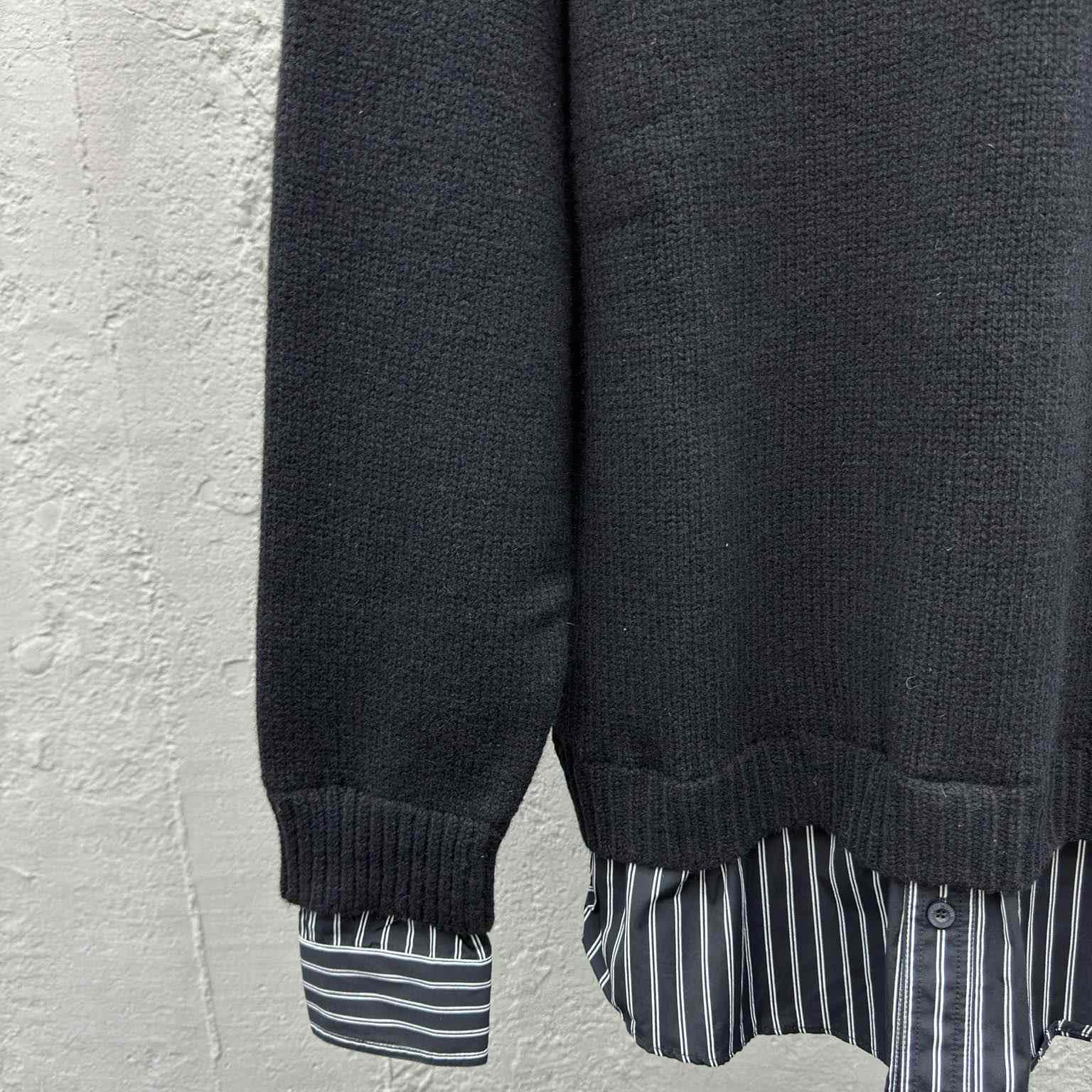 Balenciaga Layered Shirt V-Neck Sweater In Black - DesignerGu