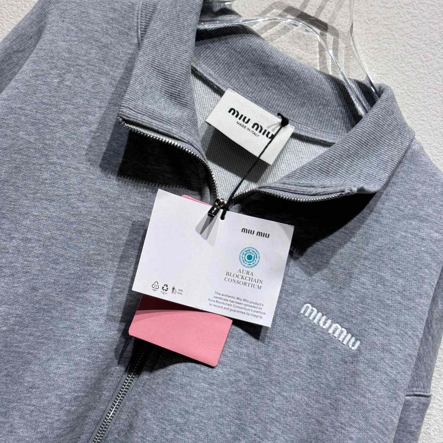 Miu Miu Cotton Fleece Zipper Sweatshirt - 