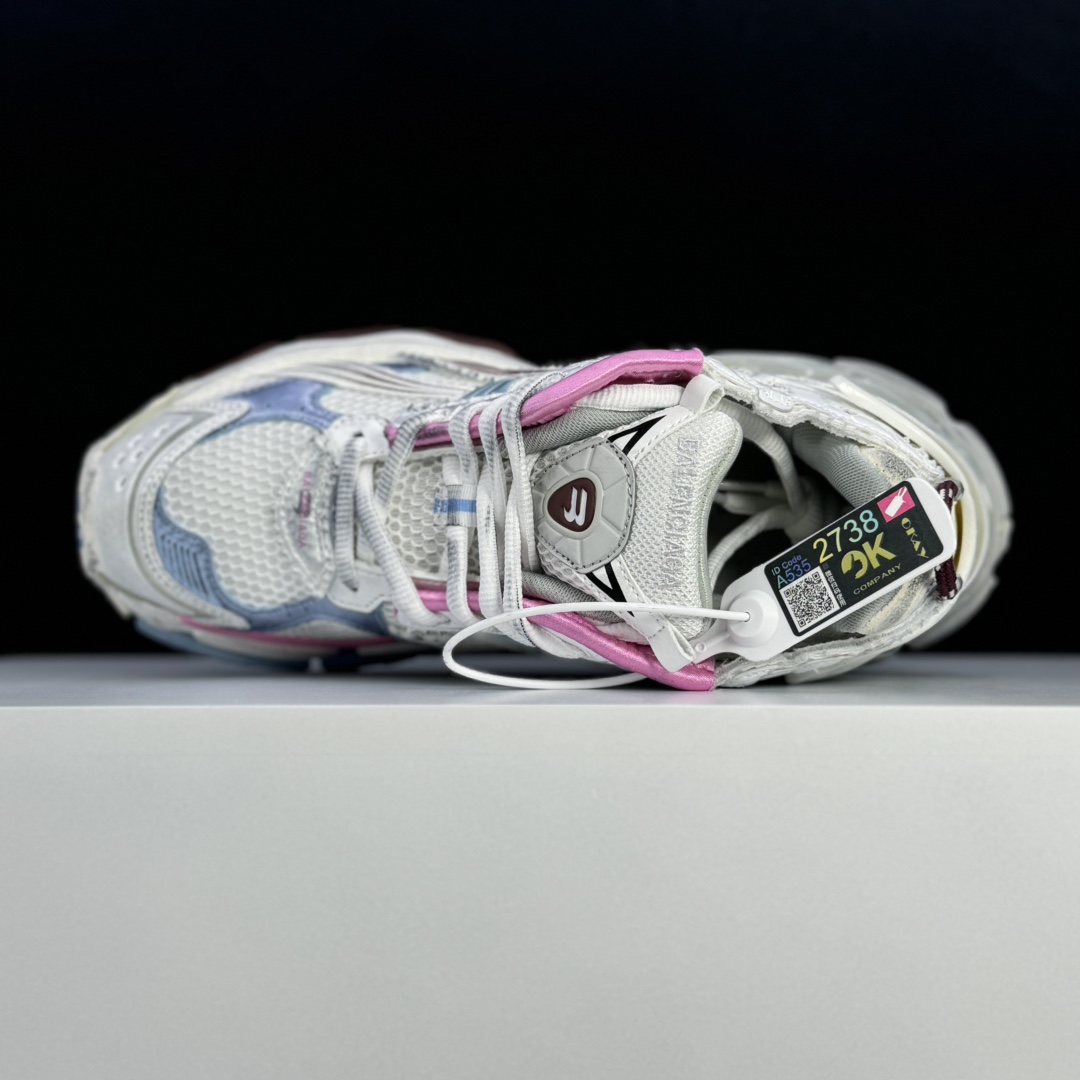 Balenciaga Runner Gradient Sneaker In White, Brown, Blue, Pink And Grey Mesh - 