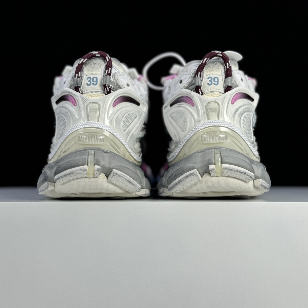 Balenciaga Runner Gradient Sneaker In White, Brown, Blue, Pink And Grey Mesh - 