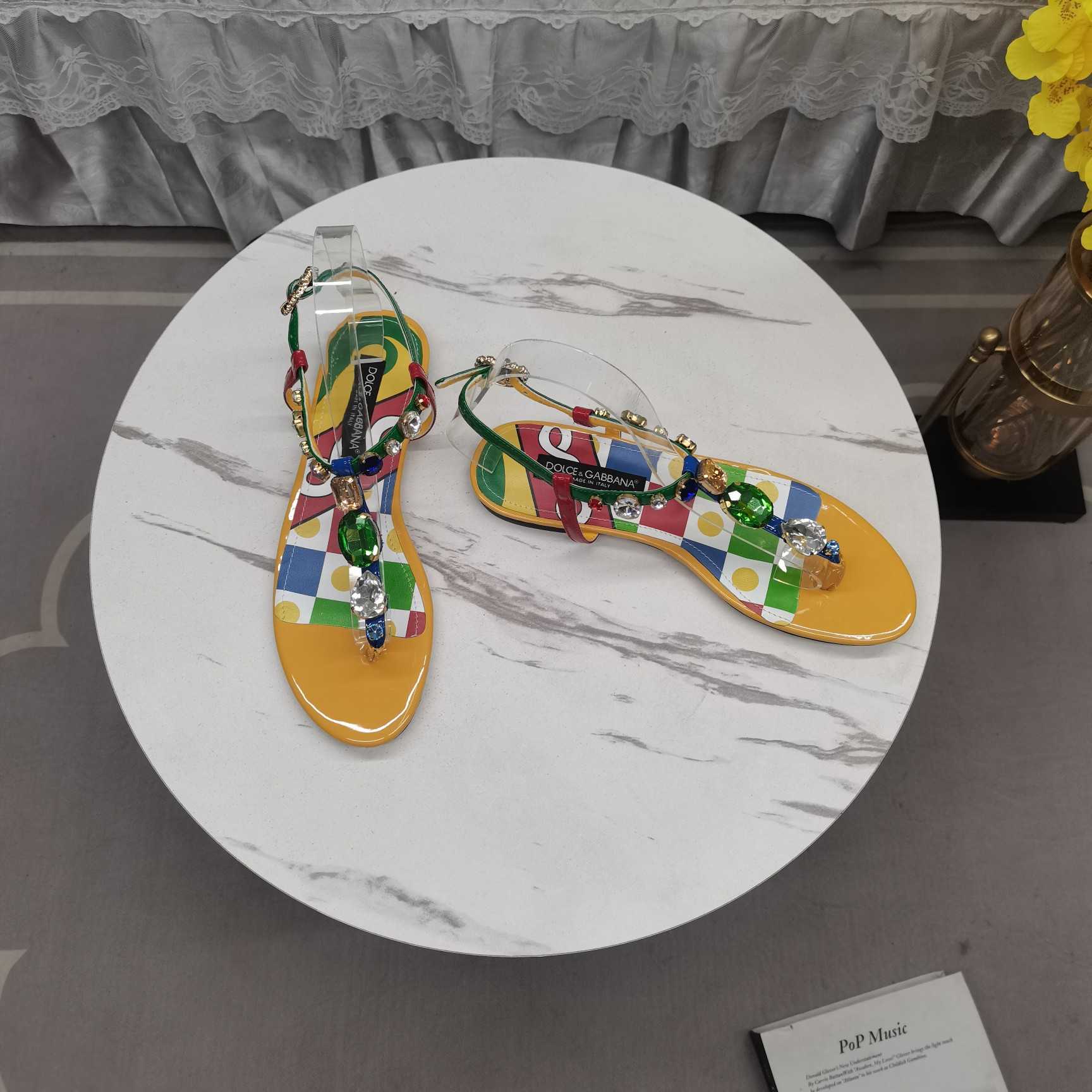 Dolce & Gabbana Embellished Patent Leather Thong Sandals - 