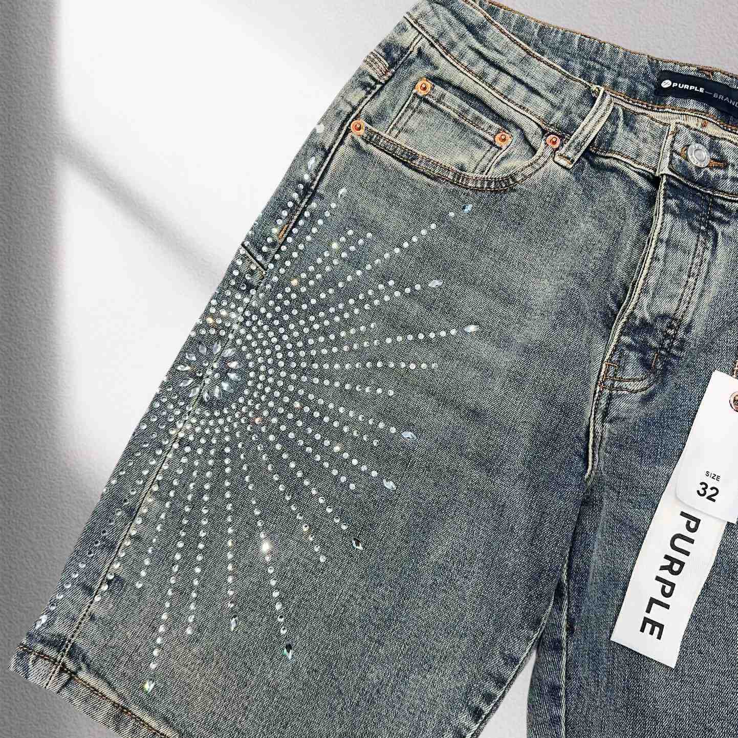Purple-Brand Denim Shorts    6000 - DesignerGu