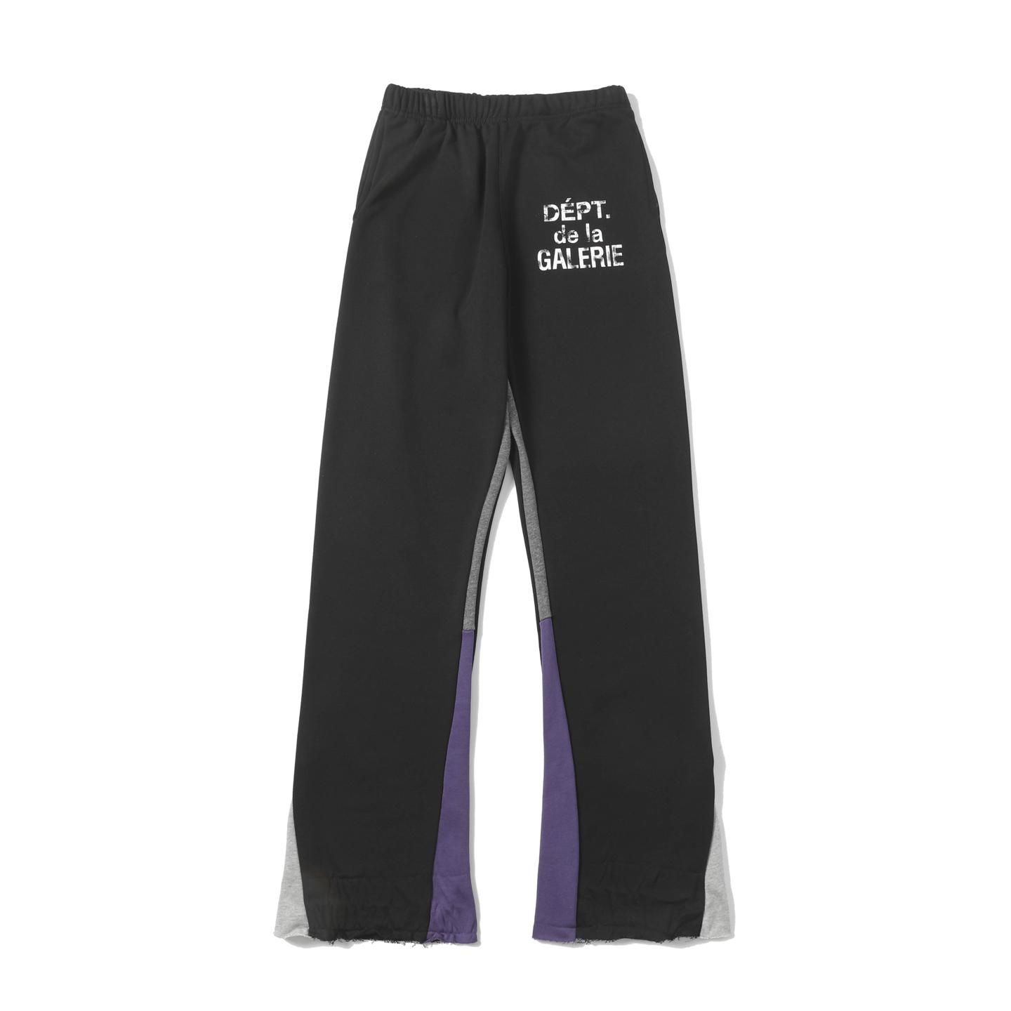 Gallery Dept. Flared Denim-Panelled Logo-Print Cotton-Jersey Sweatpants - DesignerGu