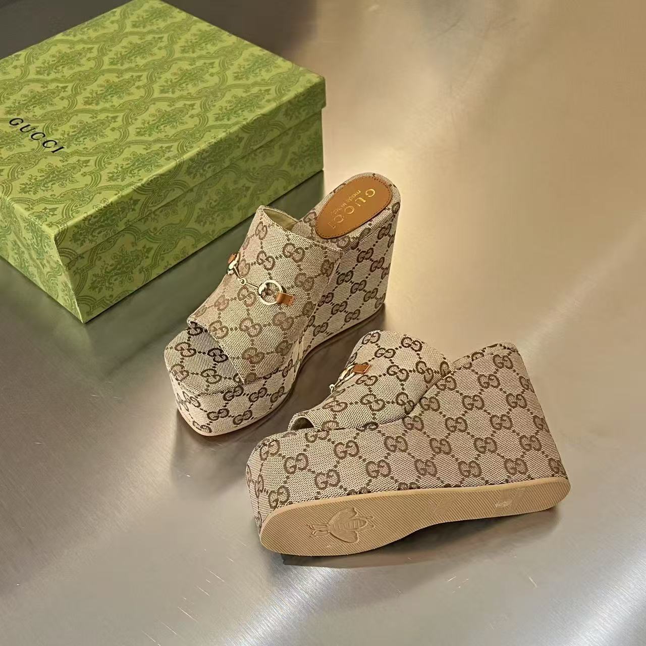 Gucci Women's Wedge Sandal With Horsebit - DesignerGu
