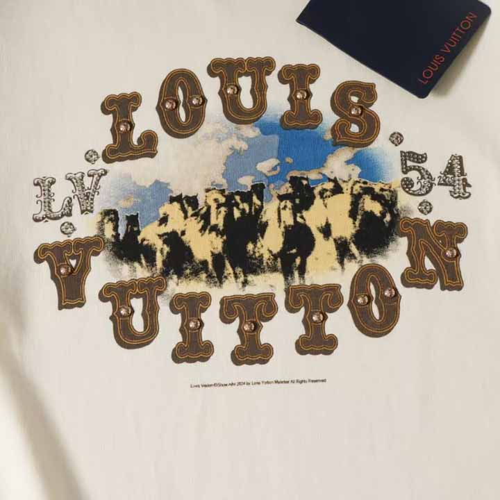 Louis Vuitton Graphic Cotton And Linen-Blend T-Shirt     1AFWUV - 