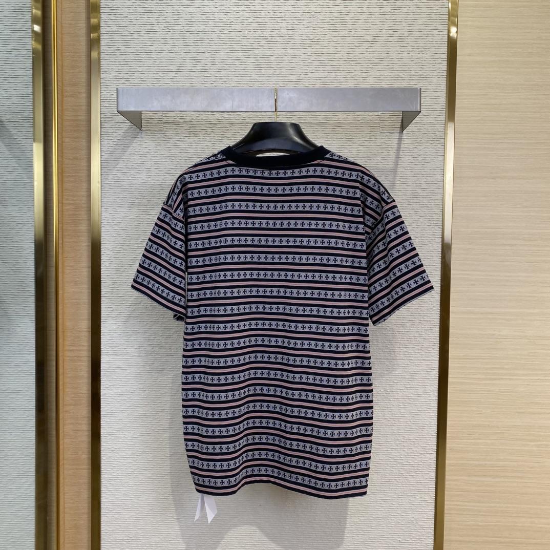 Chrome Hearts Script Logo Stripe Short Sleeve Tee - 