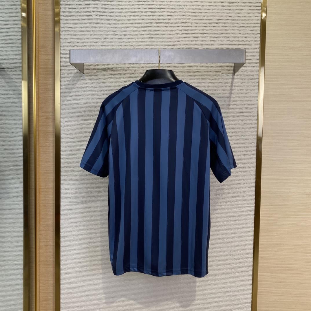 Fendi Blue Pequin Fabric T-shirt - DesignerGu