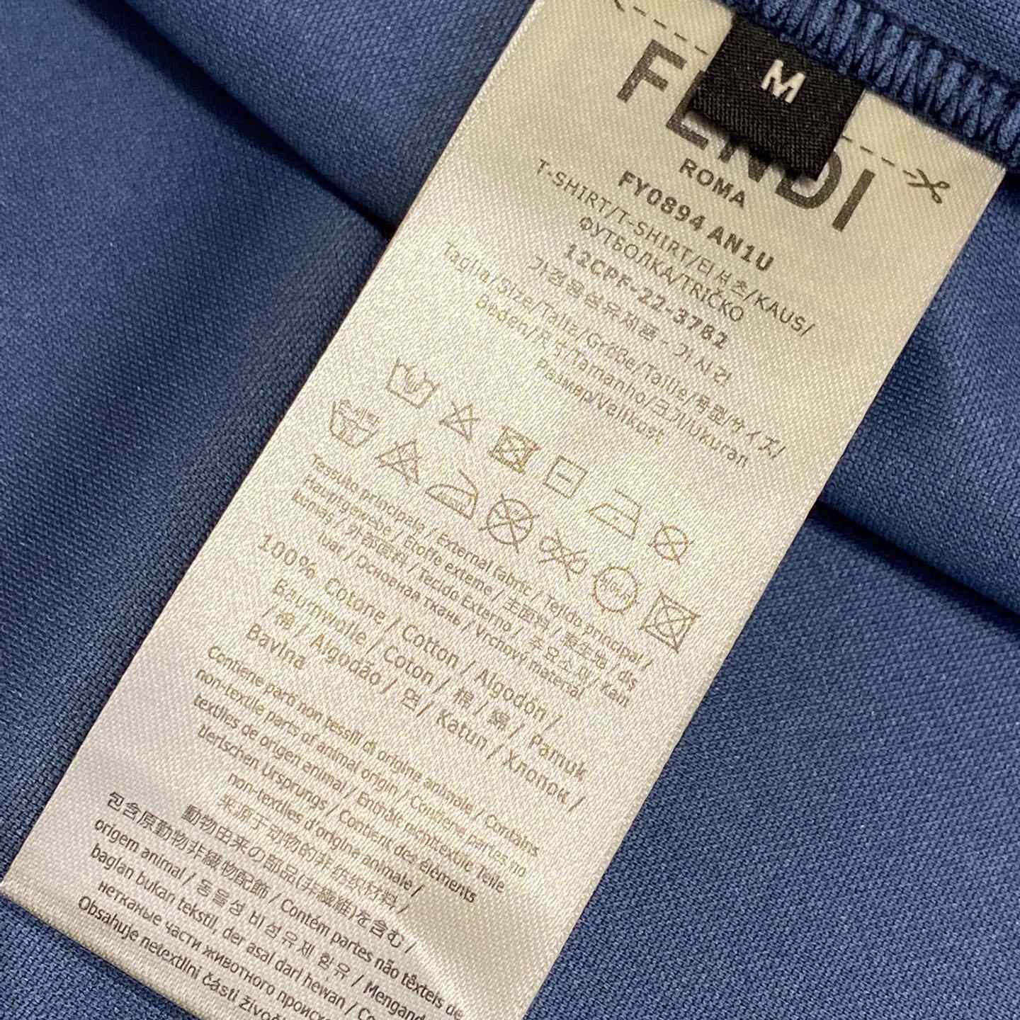 Fendi Blue Pequin Fabric T-shirt - DesignerGu