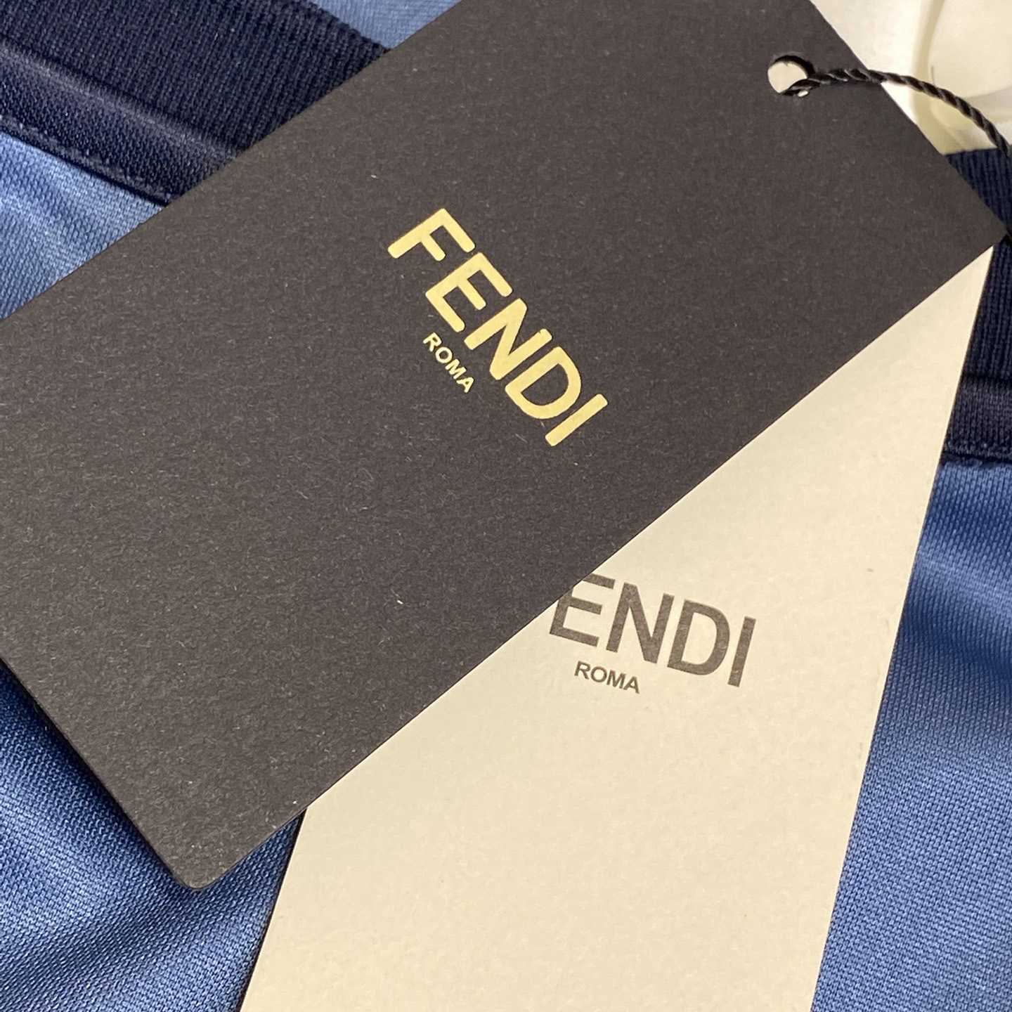 Fendi Blue Pequin Fabric T-shirt - DesignerGu