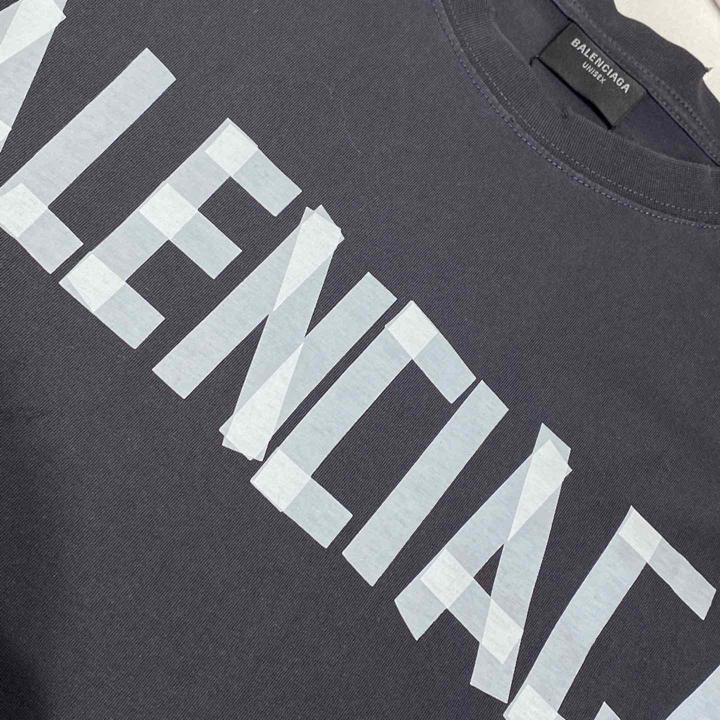 Balenciaga New Tape Type TR T-Shirt Medium Fit In Faded Washed Black - DesignerGu